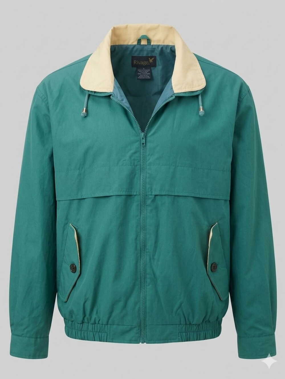 Vintage Rivage Men's Green Full Zip Casual Everyday Spring Bomber Jacket Size L